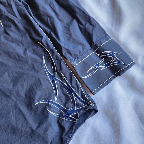 Lamasini Premium Dark Navy Blue Western Rodeo Tribal Print XL Button-down Shirt - Picture 4 of 12